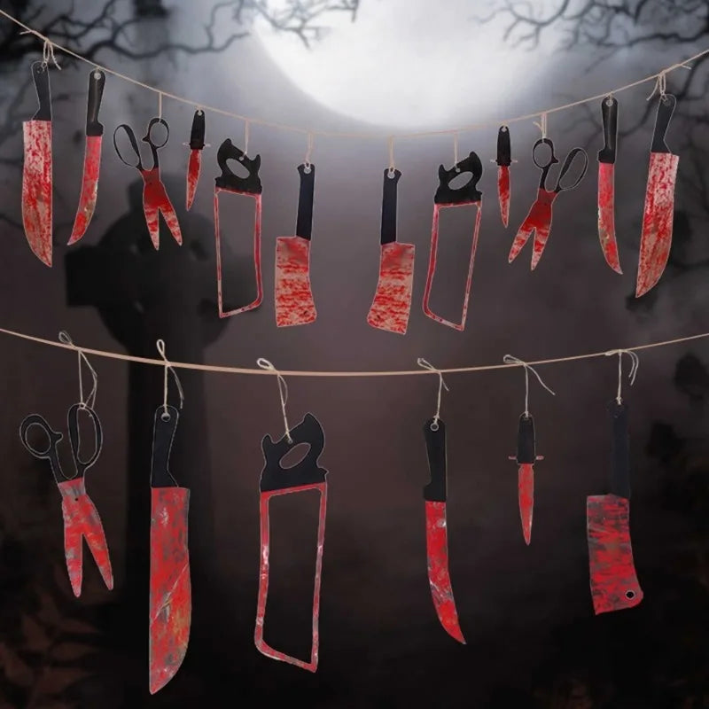 Bloody Halloween Banner - Scarlet Polyester Haunted-House Decor