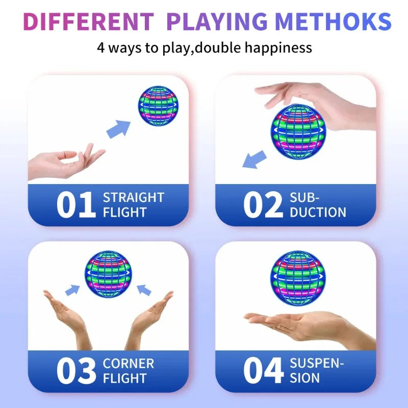 2026 Hand Controlled Flying Ball Boomerang Hover Ball Flying Spinner Toy with Magic LED Lights Fidget Toys
