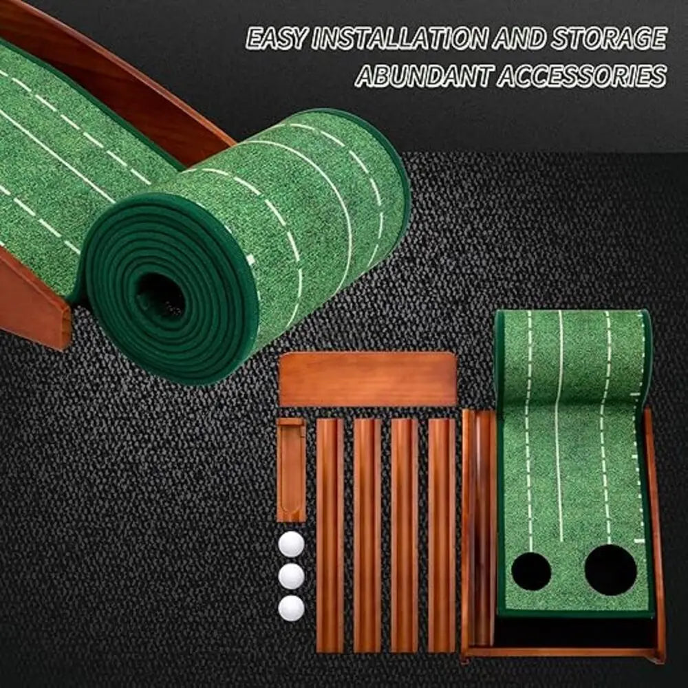 120in Putting Training Foldable Golf Putting Mat With Auto Ball Return Indoor Outdoor Professional Practice Aid For Home Office
