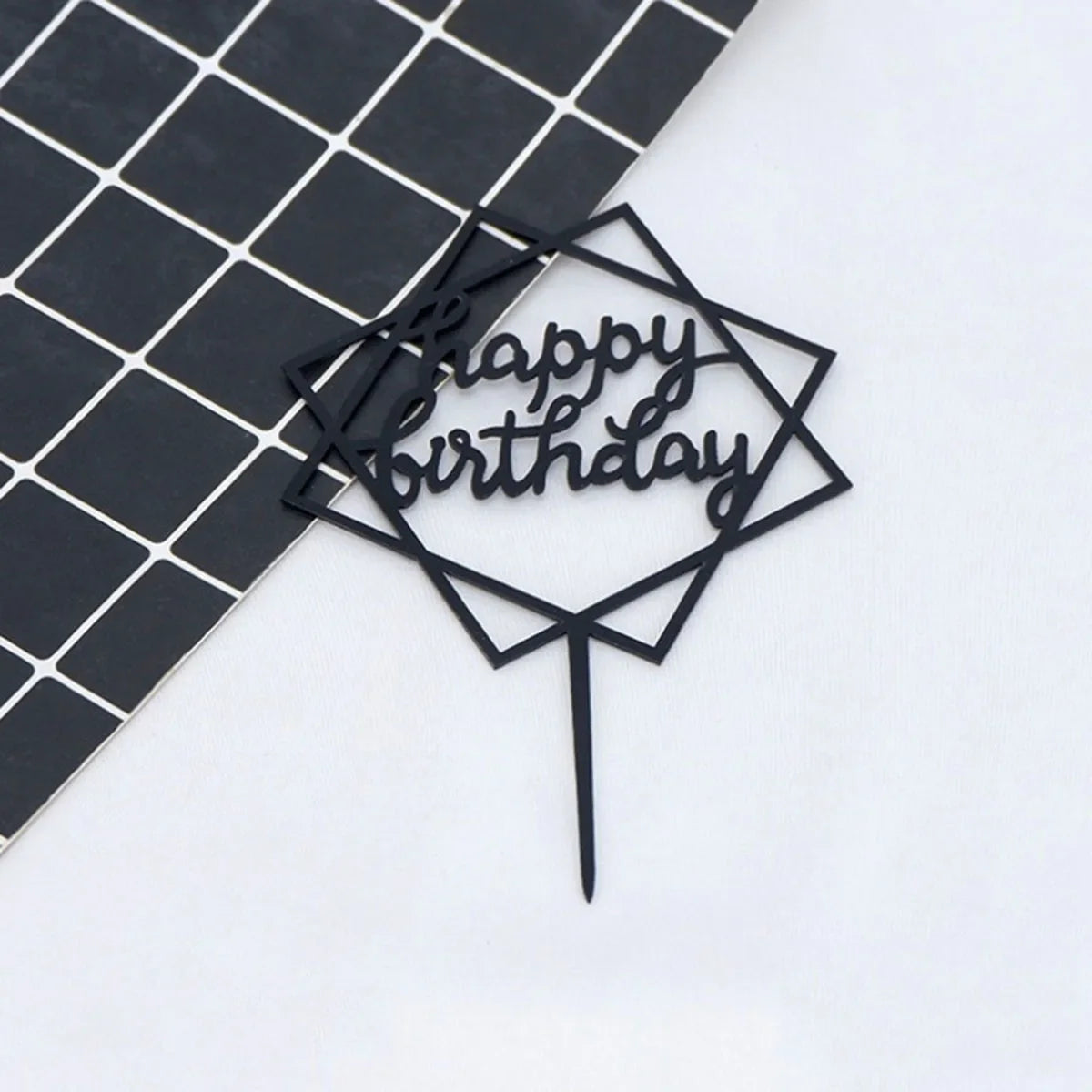 10pcs Multiple Styles Happy Birthday Cake Topper Black Gold Cake Toppers Baby Shower Cake Birthday Party Cake Flag Decorations