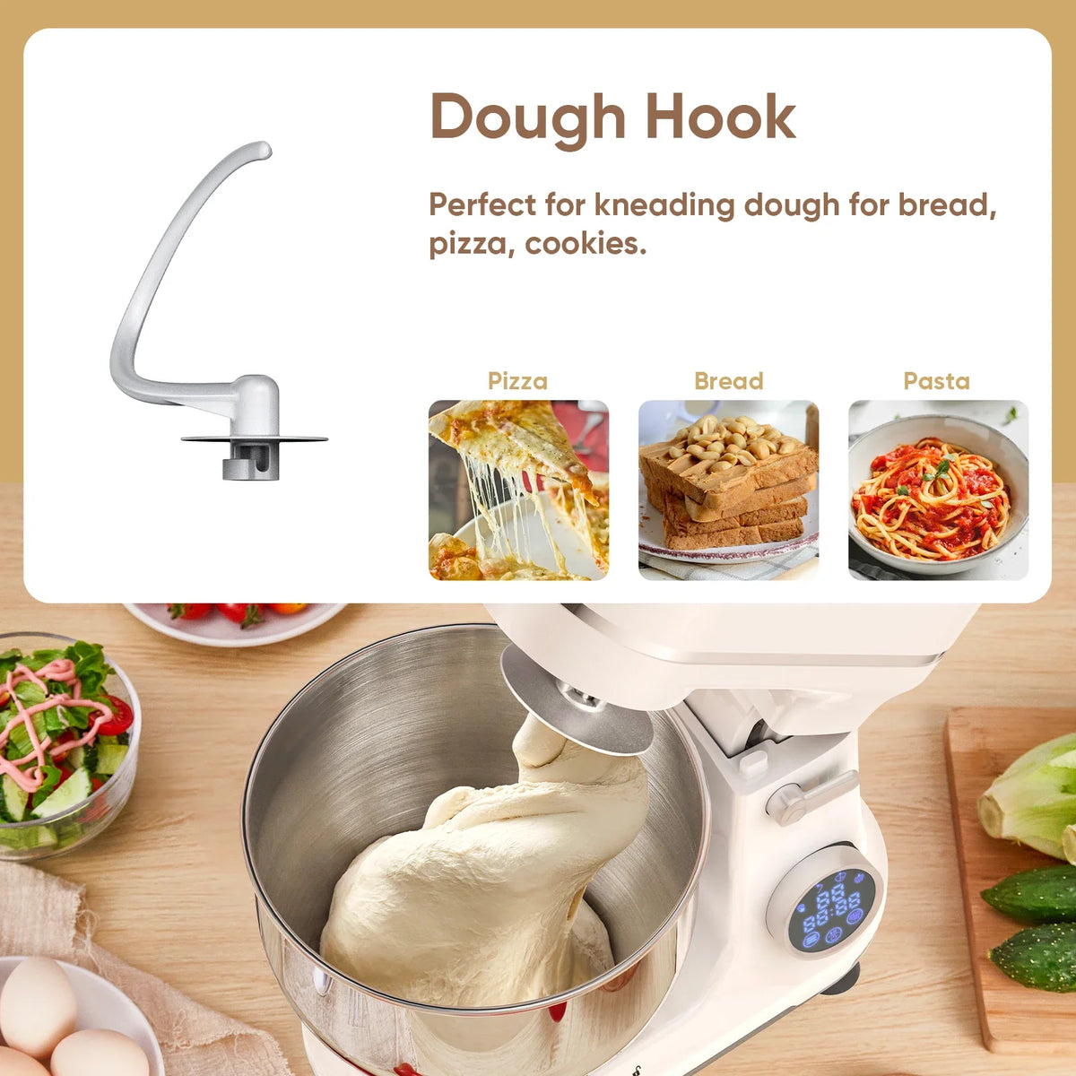 BioloMix BM602E 5L Stand Mixer, 1200W, OLED Touchscreen