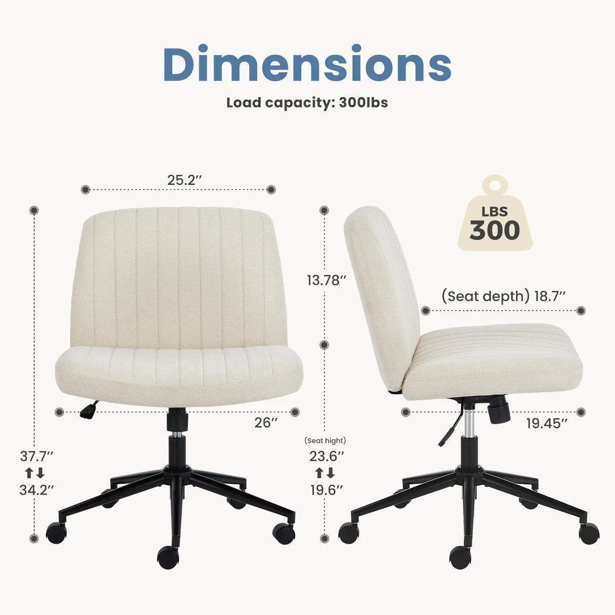 MCQ Armless With Wheel Ergonomic Gaming Office Chair with Adjustable Height 360° Swivel Gaming Racing Chair For Home Office