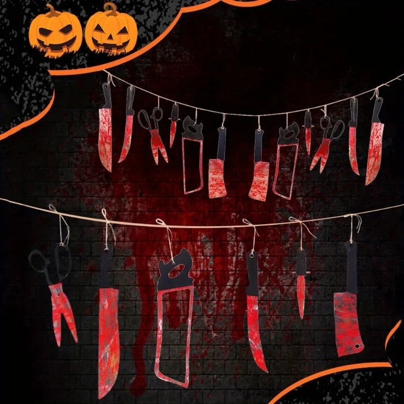 Bloody Halloween Banner - Scarlet Polyester Haunted-House Decor