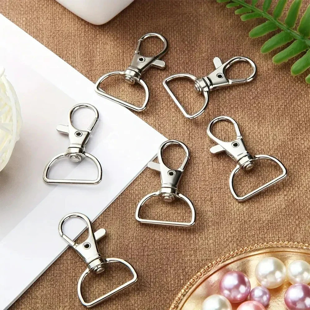 8/15/25/50/80Pcs Swivel Snap Hooks D-Ring KeyChain Clips Lanyard Lobster Claw Clasps Key Ring Making Wallet Hardware DIY Crafts