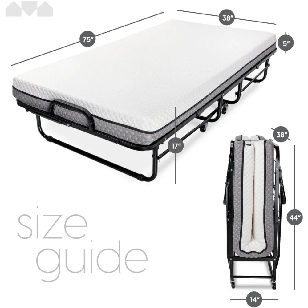 Milliard Diplomat Twin Folding Bed with Memory Foam Mattress
