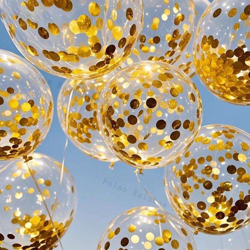 10/30/50/100pcs 1012 Inch White Golden Balloons Pastel Ballon Golden Confetti Balloons for Birthday Weddings Anniversary