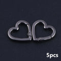 5Pcs Metal Heart Shape Spring Clasps Openable Carabiner Keychain Bag Clips Hook Dog Chain Buckles Connector Accessories