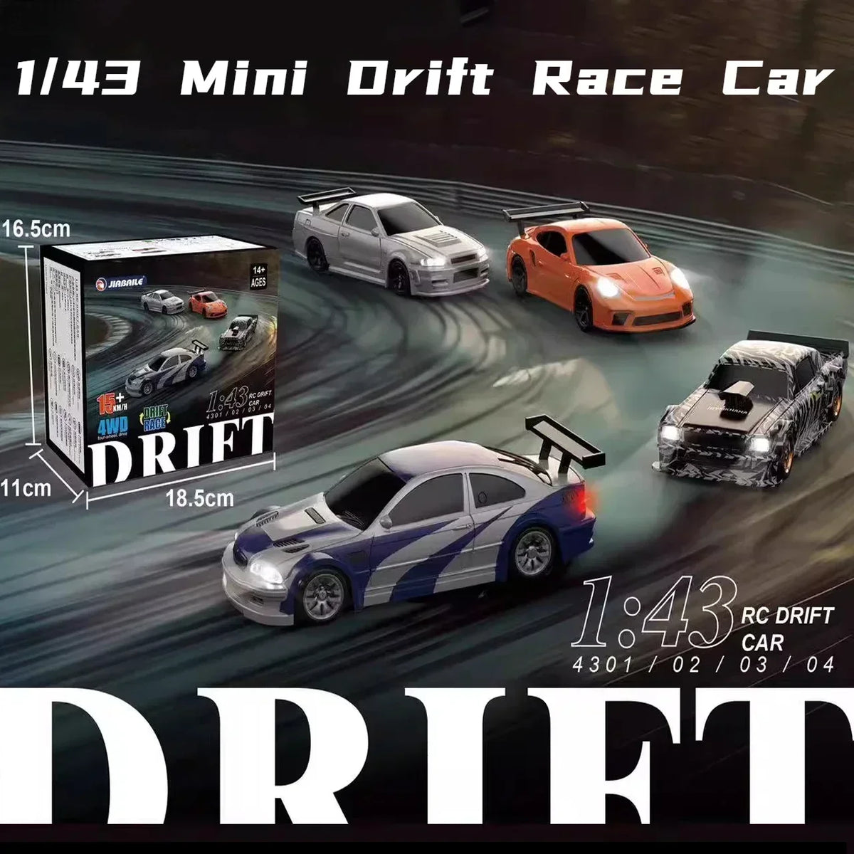 1/43 4WD 2.4G RC Drift Car with Gyro-Free Racing Setup