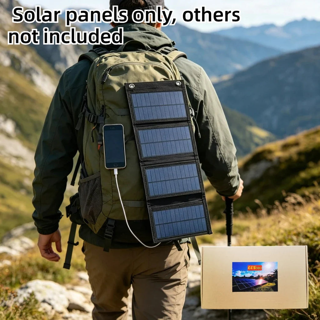 Backpack Carry Portable Foldable Waterproof Solar Charger 25W 100W Dual USB Solar Panel Power Supply Outdoor Camping Emergency