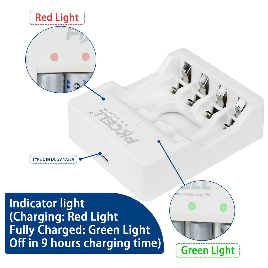 PKCELL 1.6V Ni-Zn AAA Rechargeable Battery & Charger Set