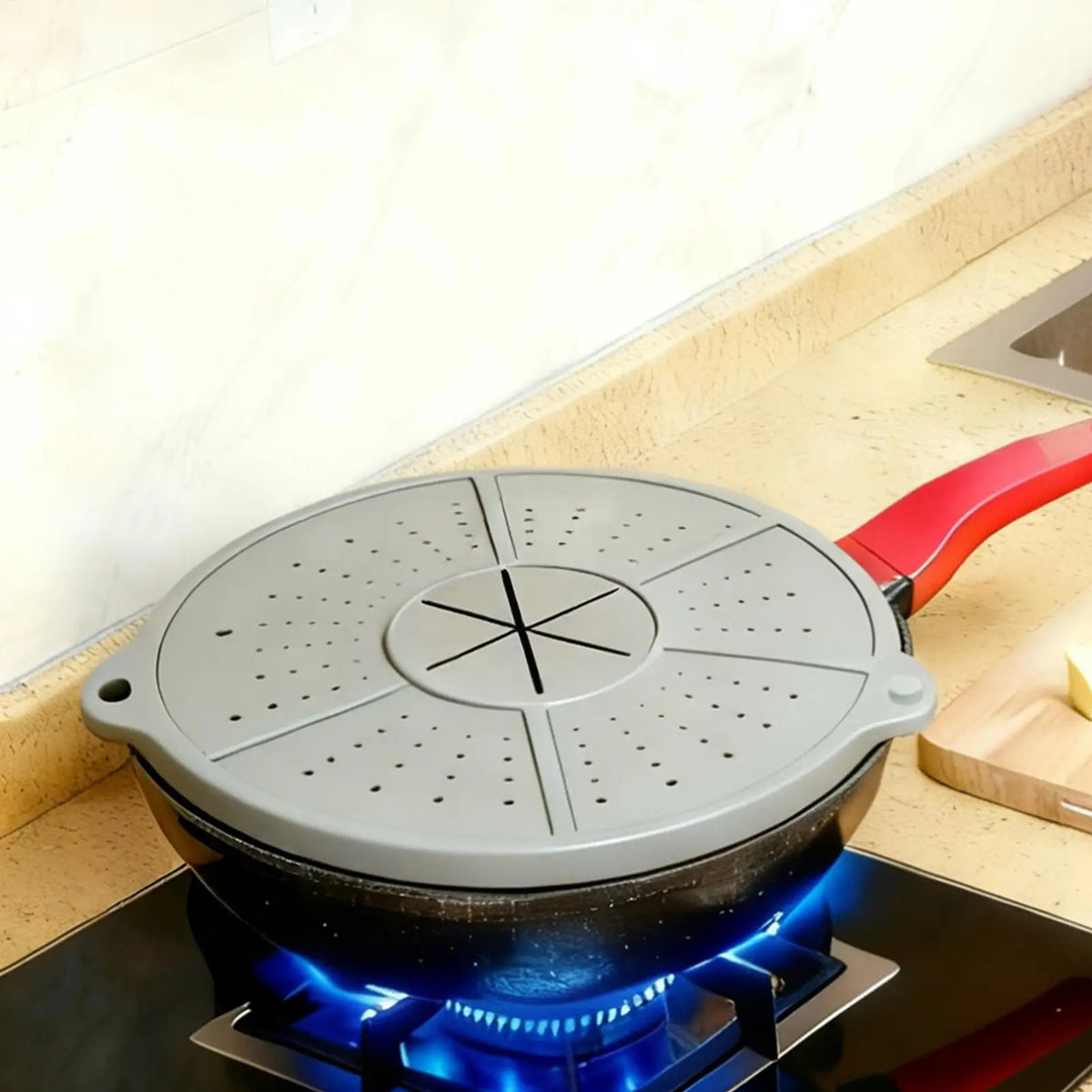 Silicone Splash Guard for Frying Pan Foldable Bacon Cooking Oil Splash Cover Splatter Guards for Home Kitchen Cooking