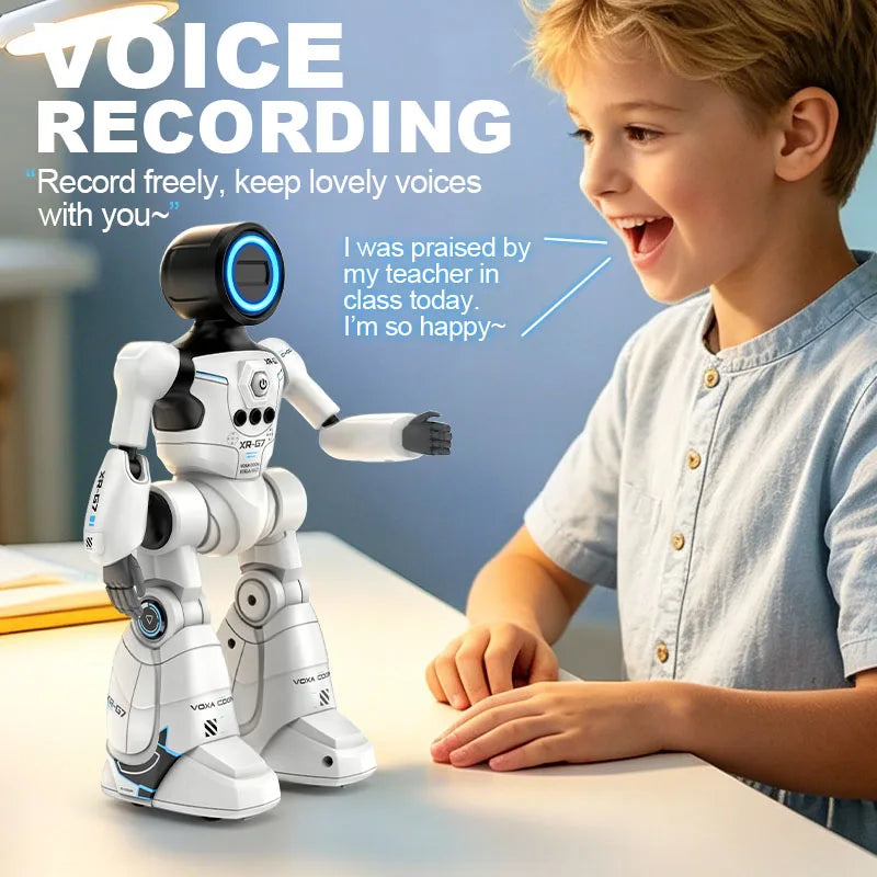 2.4G AI Smart Delivery Robot Gesture Voice Control Recording Programming LED Dancing Robot Christmas Toy Gift for Children