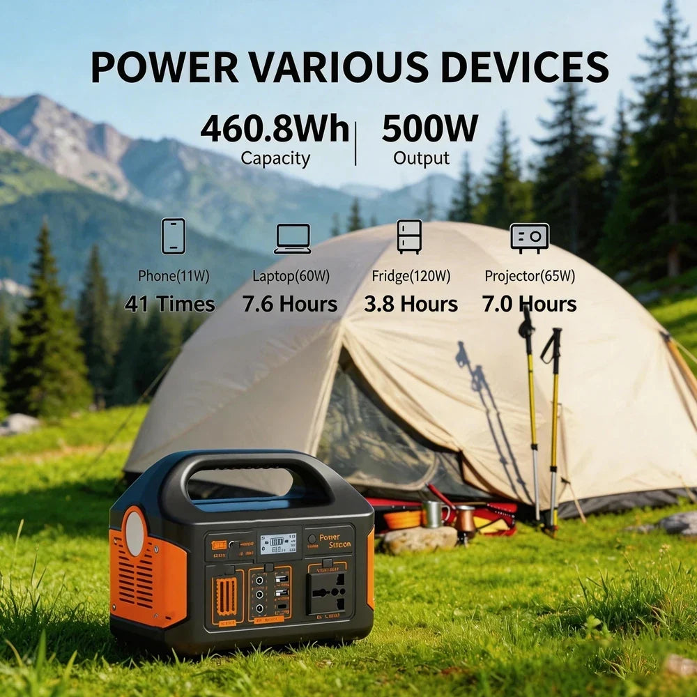 Gaiaray Portable Power Station 100W 200W 300W 500W Pure Sine Wave Solar Generator 110V/220V UPS LiFePO4 Power Plant For Camping