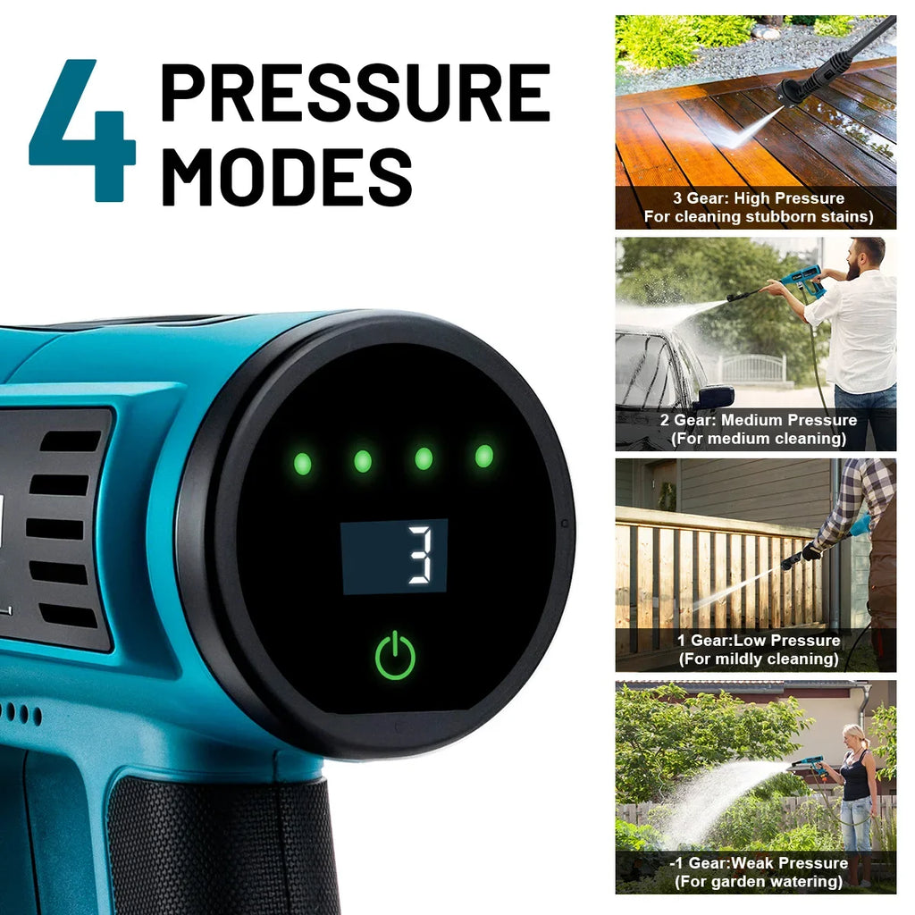 Gisam 250Bar Brushless High Pressure Car Washer Gun 4 Gears Electric Garden Washing Water Spray Gun for Makita 18V Battery Pin
