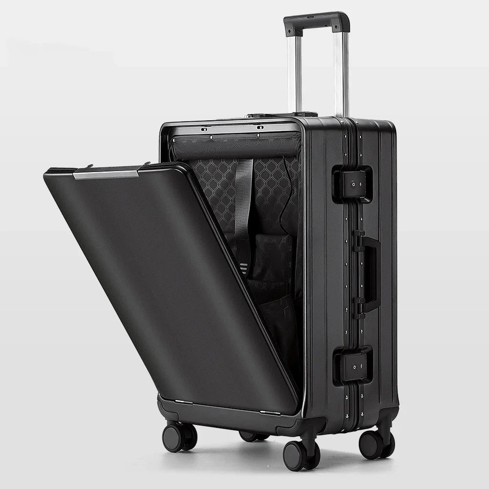 KLQDZMS 20 Inch Portable Front Opening Suitcase With Large Capacity 24 Inch Business Trip Travel Cabin Rolling Luggage Bag