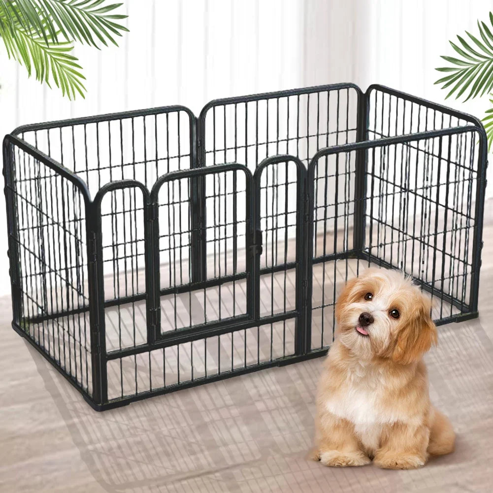 6 Panels Heavy Duty Dog Puppy Playpen Foldable Exercise Puppy Kennel Cage Heavy Duty Dog Cage for Dog Cat Rabbit Pet Exercise