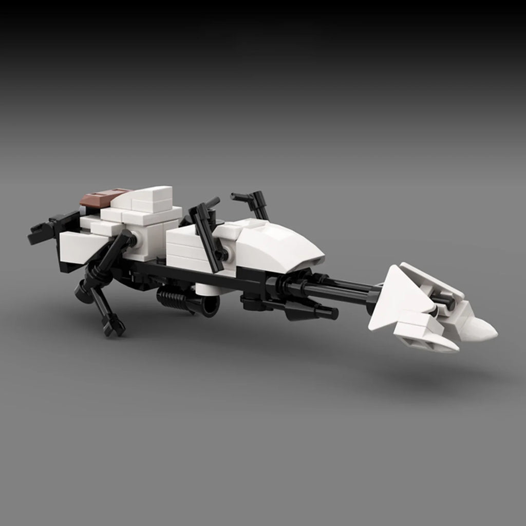 Iconic Sci-Fi Speeder Bike MOC Building Blocks Set - White Futuristic Hover Vehicle Replica