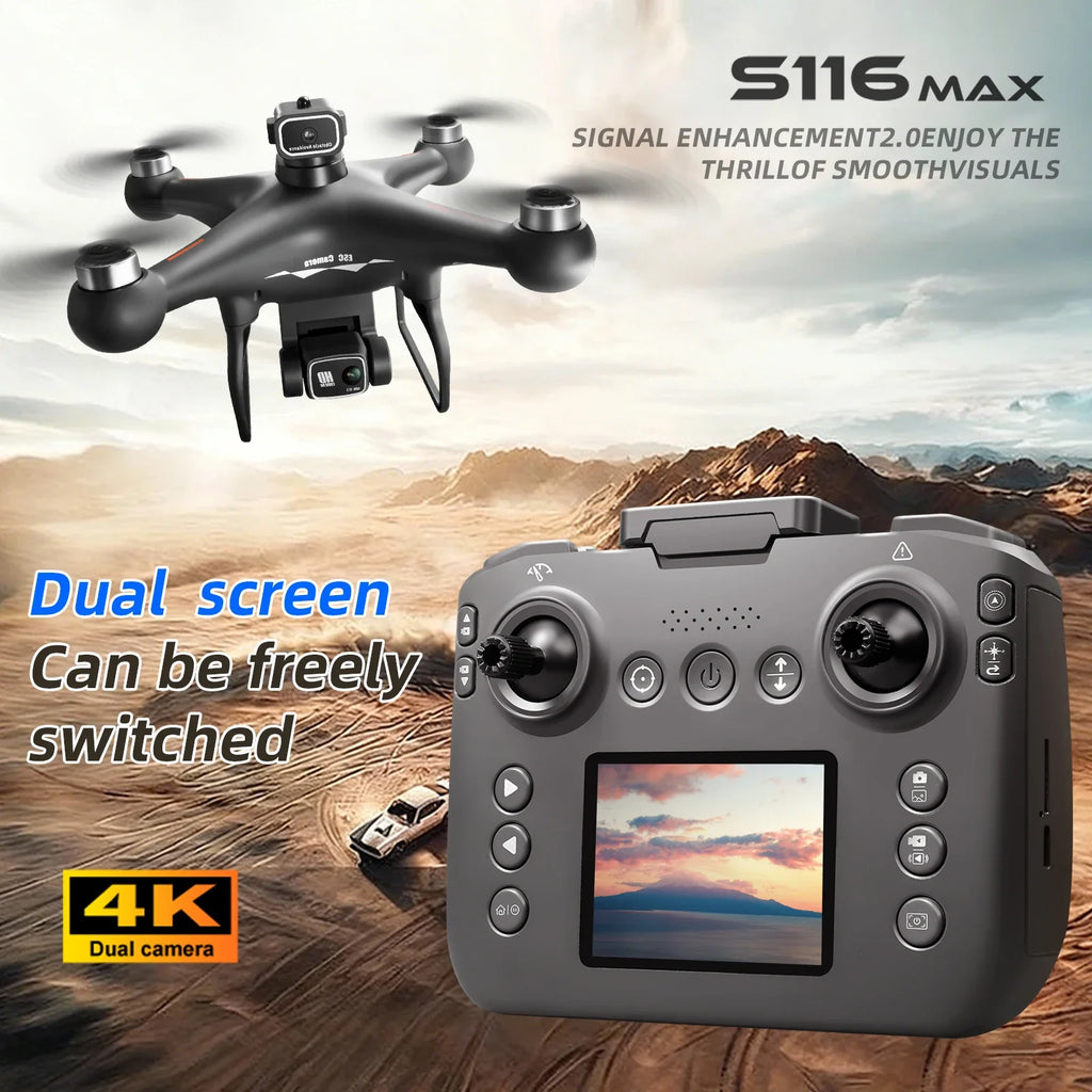 Drone Brushless Motor 2.4 Inch Screen Remote 360° Obstacle Avoidance 4K Electric Dual Camera Optical Flow Hover Real Time Transmission RC Drone