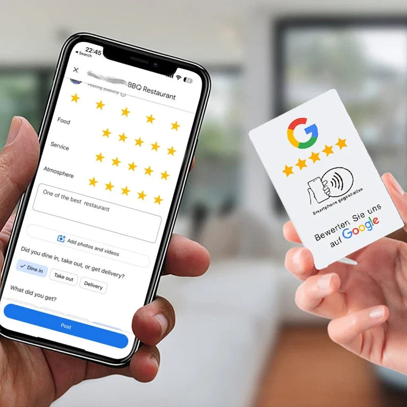 German Review Us On Google Tap Card NFC Ready To Be Activated Instantly Boost Business Reviews Google Review Tap NFC Card Tag