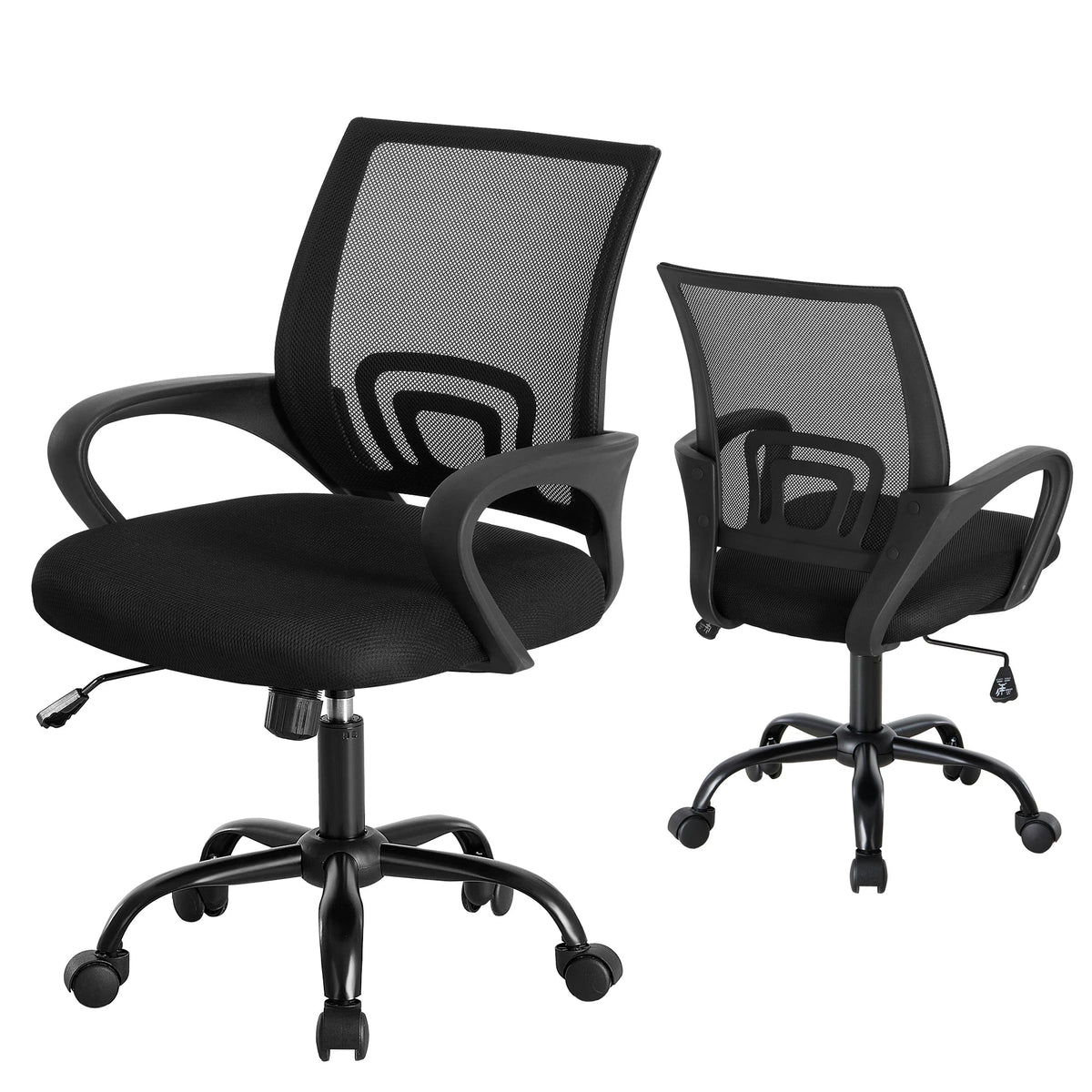 JHK Ergonomic Office Desk Gaming Chair Mid Back with Lumbar Support Rocking Mode Height Adjustable with Fixed Armrest For Office