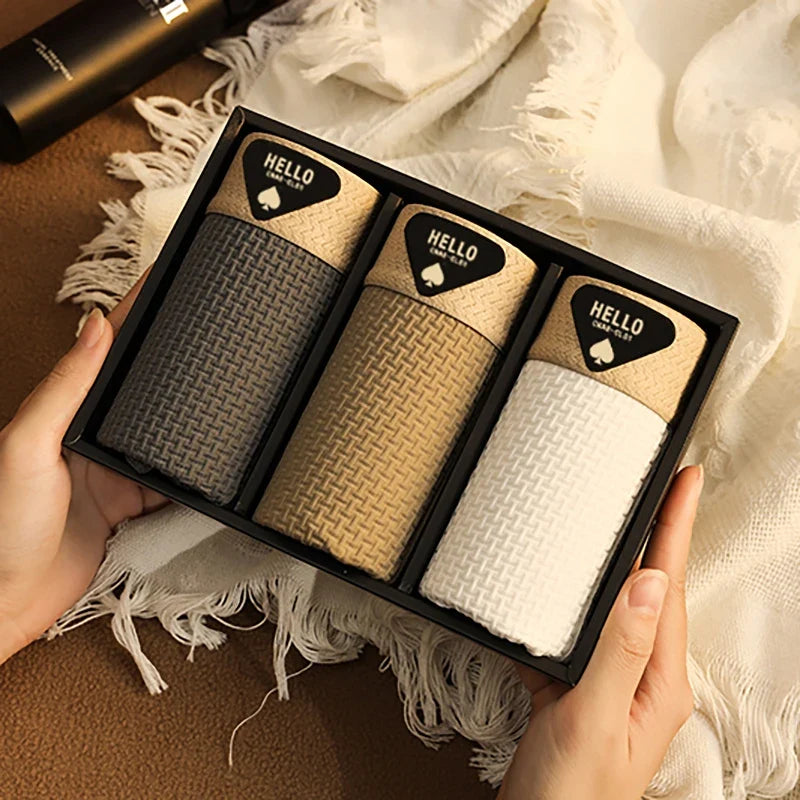 3Pcs Men's Underwear Ice Silk Mesh Boxer Shorts Sexy Panties Man Underpants Thin Male U Convex Lingerie Wholesale Lots L-6XL