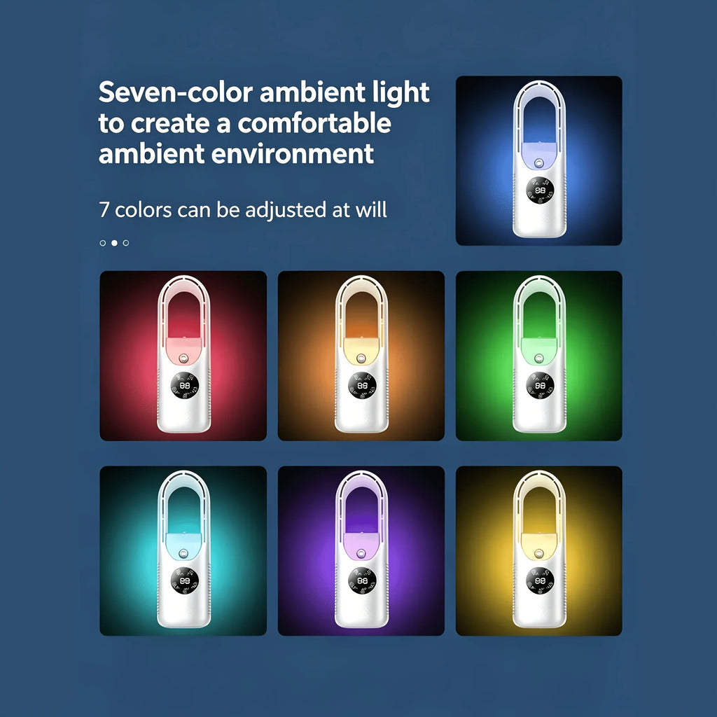 Portable USB Bladeless Tower Fan with LED and Mist Features