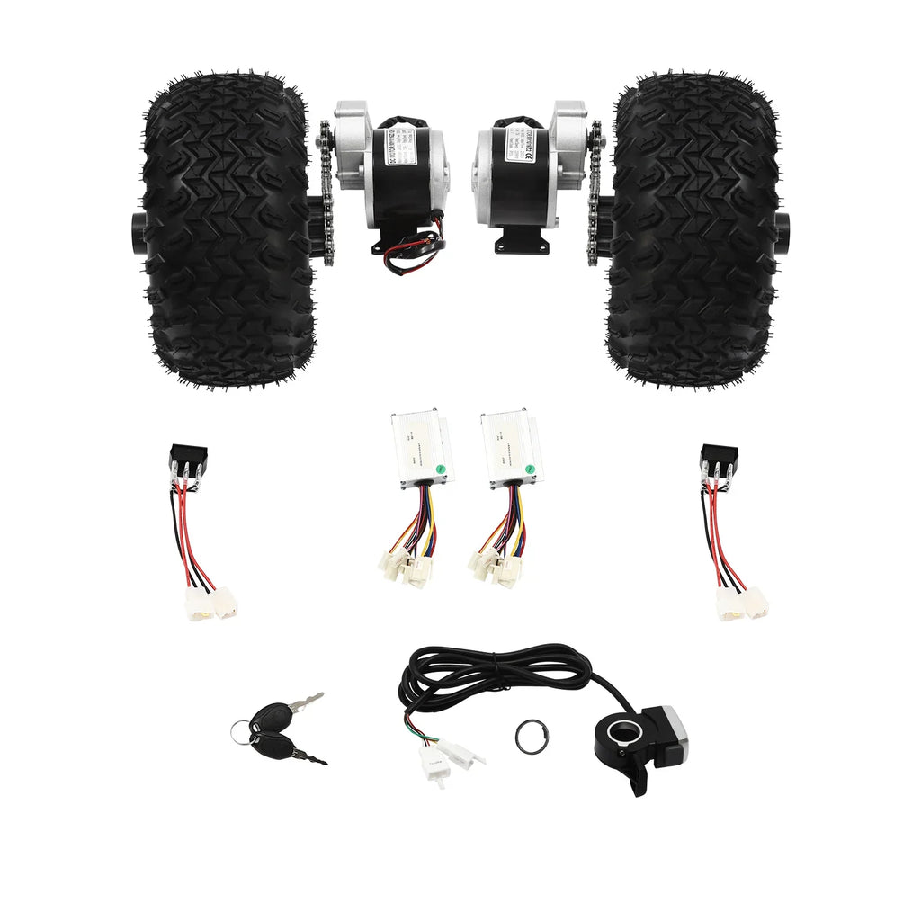 250W/24V 36V/350W Motor Drive Air Wheel Conversion Kit, 10Inch Double Wheel Set with Reverse Gear Switch and Thumb Throttle