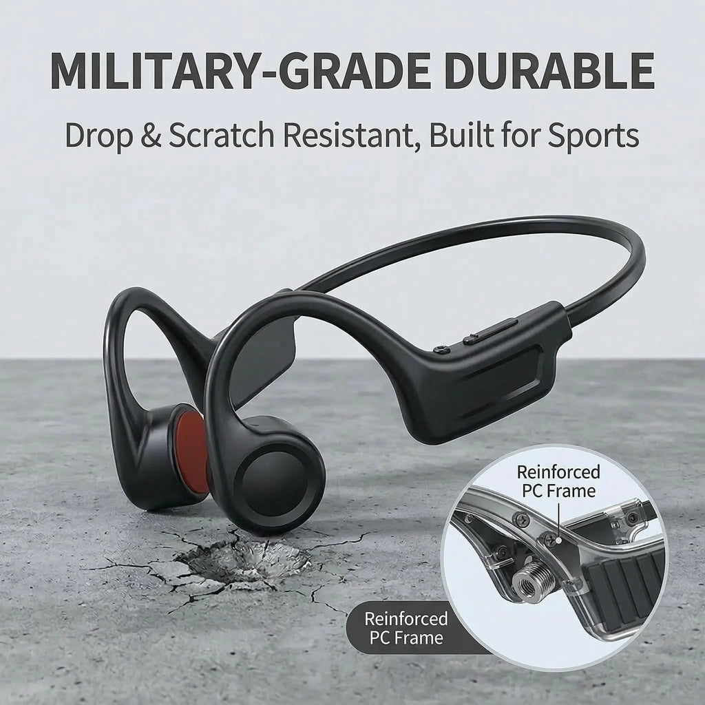 Bone Conduction Headphones, Wireless Open-back Earbuds, 15-hour Battery Life, Bluetooth 5.4, HiFi Stereo Sound, Waterproof, Nois
