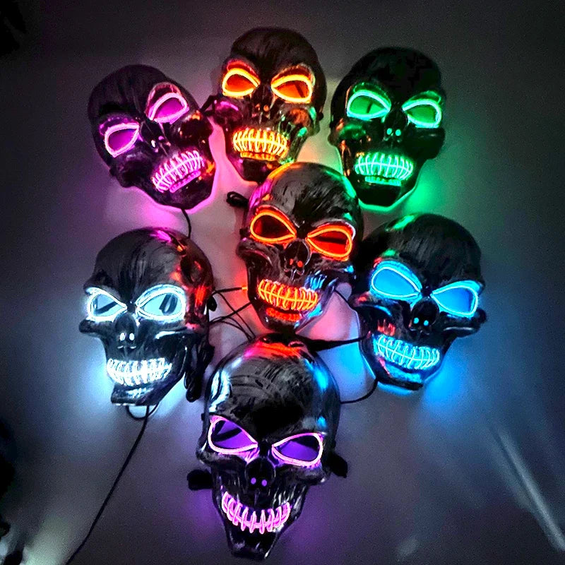 EL Wire Skull Party Mask, 3V Battery Powered