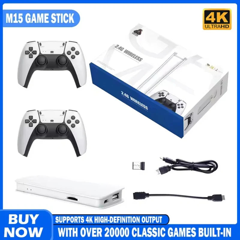 M15 Game Stick Mini TV Handheld Game Classic 4K Retro Game Wireless Controllers HD Output Gaming Console for PS1 Arcade