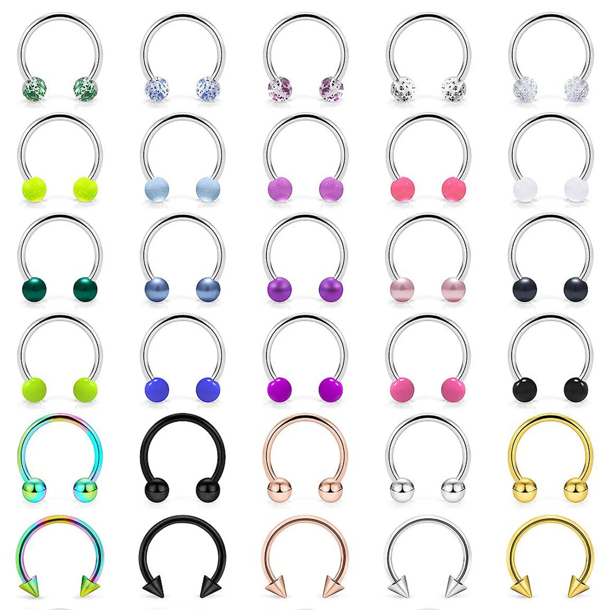 31 Styles 16G Surgical Steel 1 Pcs Nose Septum Rings Piercing Jewelry Horseshoe Cartilage Earring Eyebrow Lip Retainer 8mm 10mm
