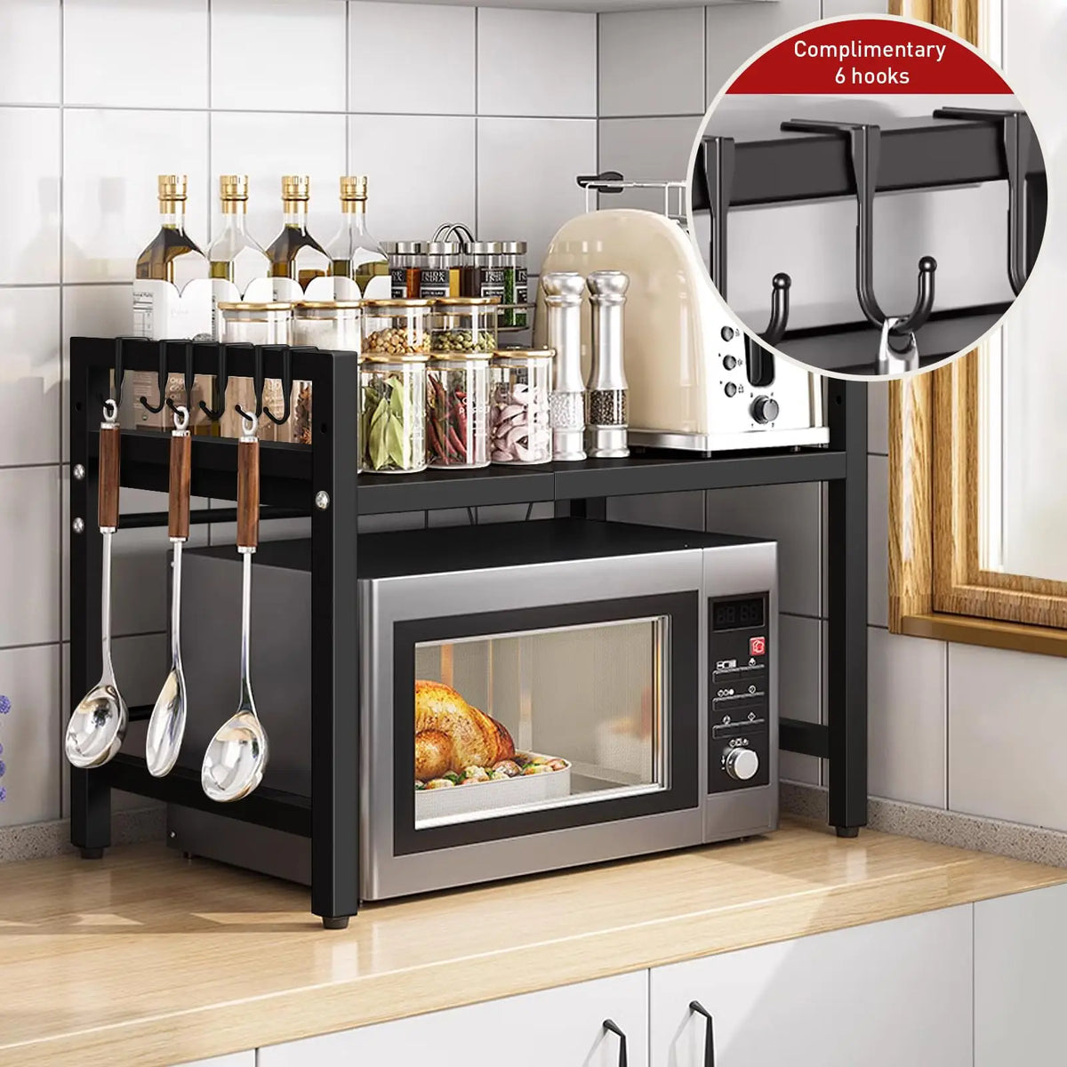 Expandable Kitchen Microwave Shelf, 42-64 cm Metal Rack