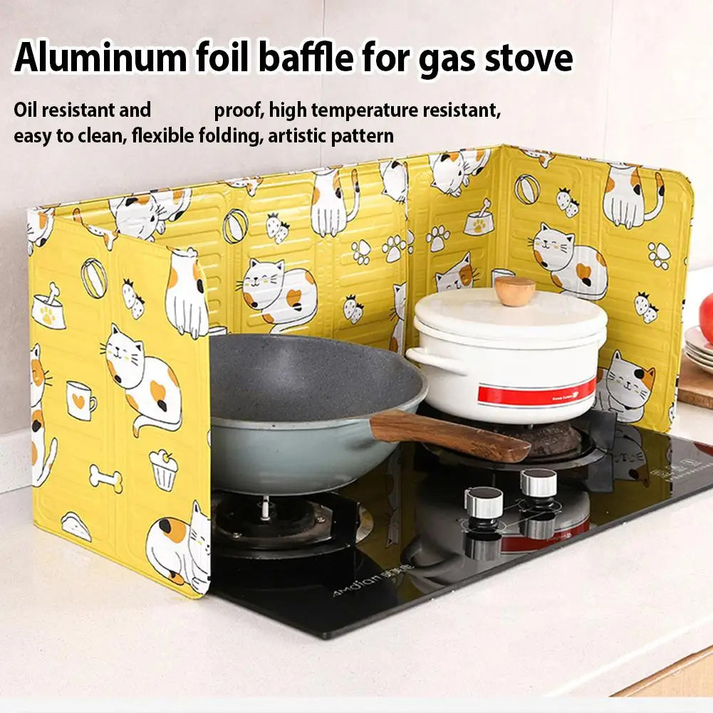 Portable Frying Pan Oil Splash Protection Screen Household Kitchen Accessories Aluminum Foldable Kitchen Gas Stove Baffle Plate
