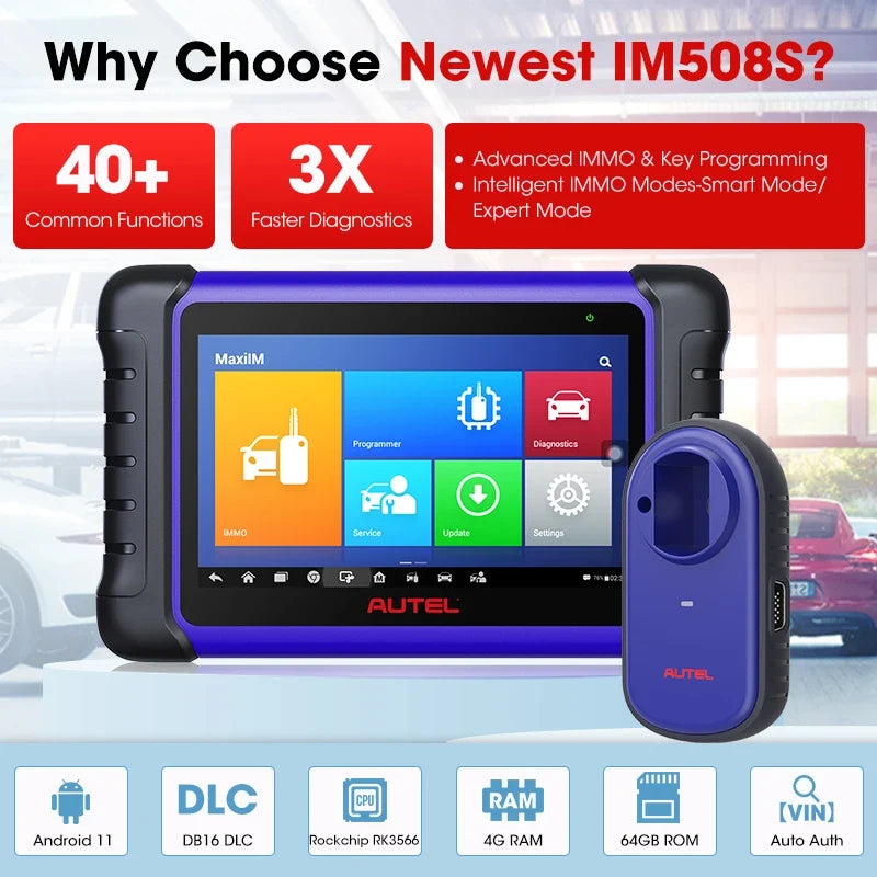 Autel MaxiIM IM508S Key Programmer and Diagnostic Scanner - IMMO Key Programming, All Systems Diagnostics, Android 11, 7in Touchscreen