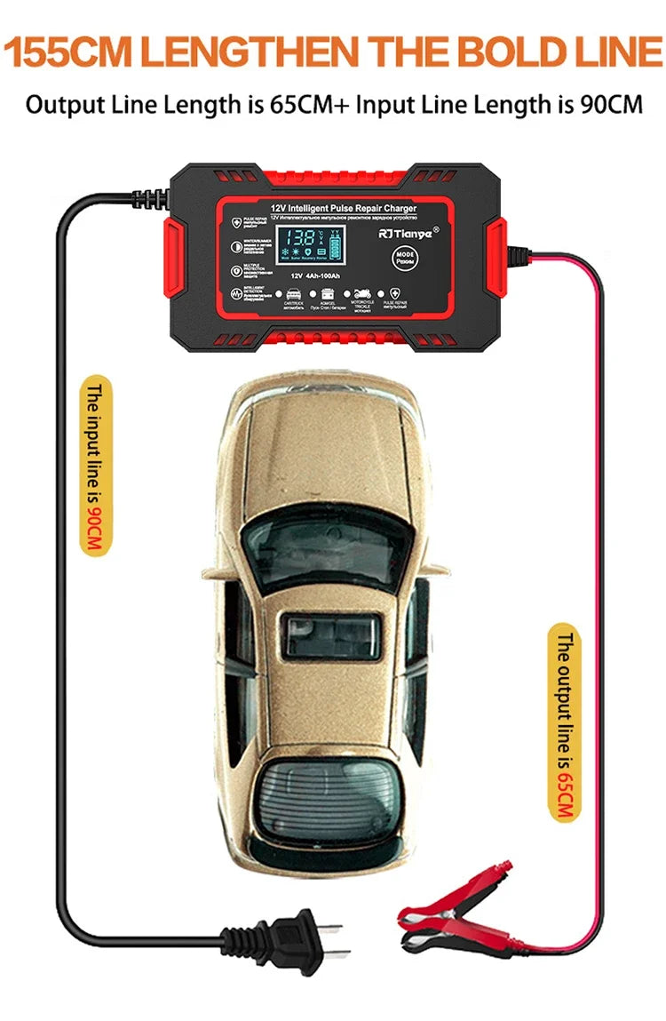 EAFC 12V 6A Automatic Lead-Acid Battery Charger with LCD