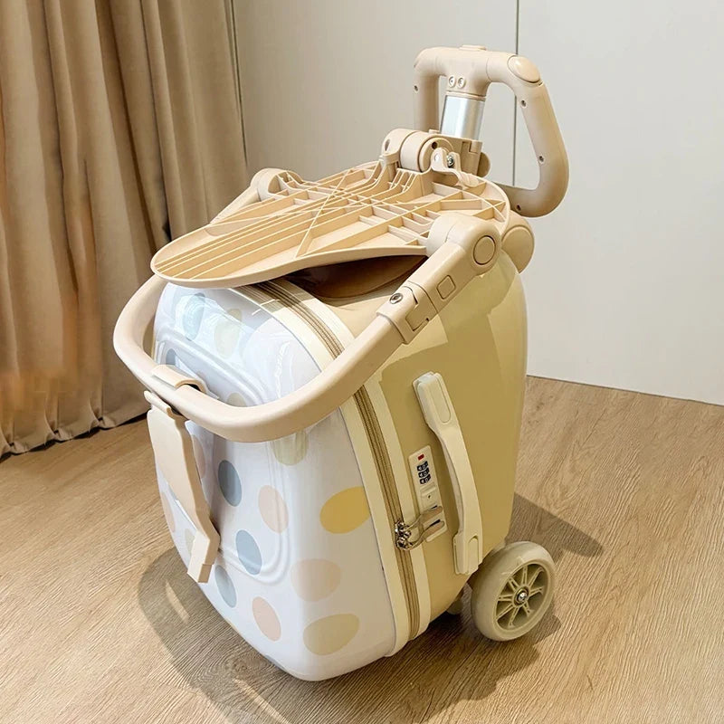 2026 New Children's Ride-On Luggage Trolley Foldable Pull-Along Suitcase for Toddlers Baby Travel Companion Carry-On Suitcases
