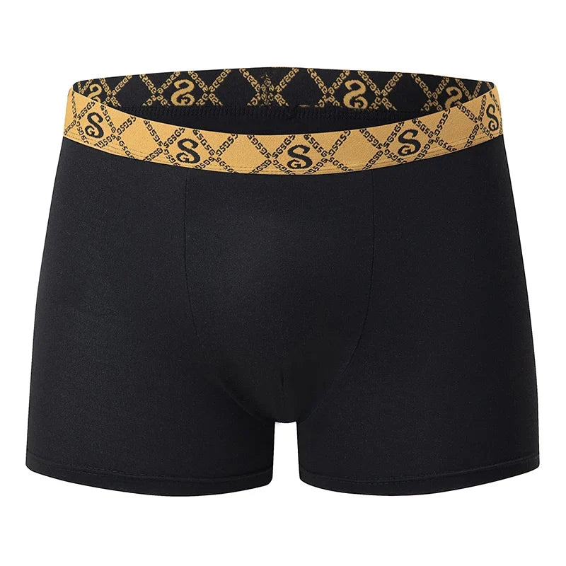 5-piece Set Of Men's Black Classic Elastic Waisted Underwear Quick Drying Comfortable Sporty Youth Trend Flat Corner Pants
