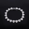 45CM New Hip Hop Tennis Chain Bracelet Necklace Shiny Heart Rhinestone CZ Fashion Rock Party Jewelry