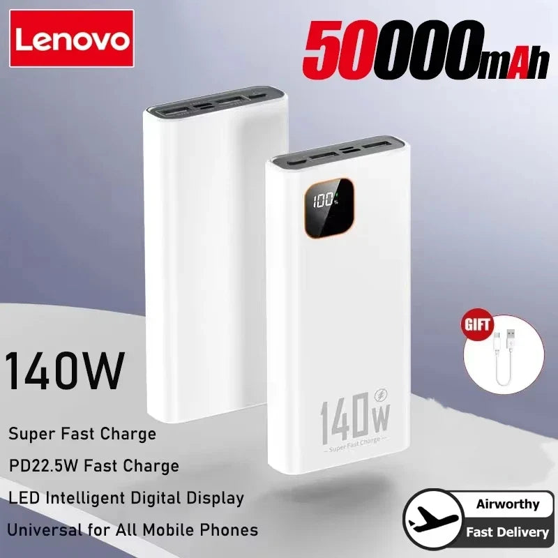 Lenovo 200000mAh 140W Super Fast Charging Power Bank Ultra Capacity Portable Charger New Arrival for iPhone Samsung