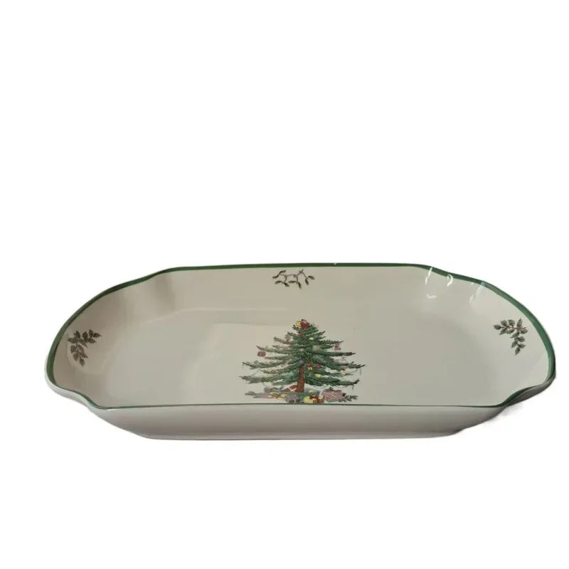Holiday-themed Christmas Ceramic Plates Cutlery Sets Dinner Plates Bowls Soup Plates Mugs Coffee Cups Saucers Sets