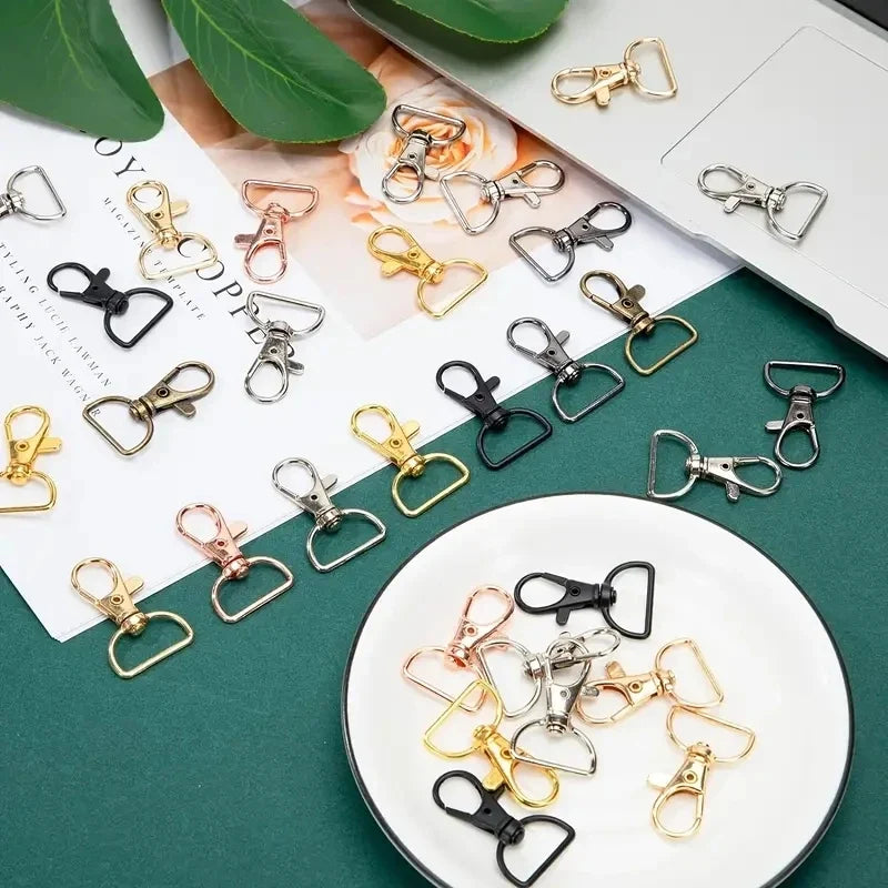 8/15/25/50/80Pcs Swivel Snap Hooks D-Ring KeyChain Clips Lanyard Lobster Claw Clasps Key Ring Making Wallet Hardware DIY Crafts