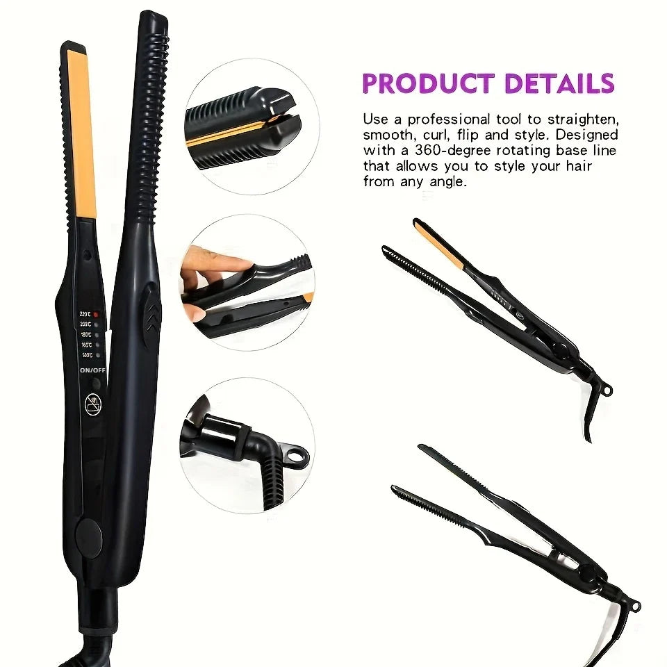 2 In 1 Hair Straightener Hair Curler Professional Ceramic Flat Iron For Short Hair Women And Men Beard Straightener