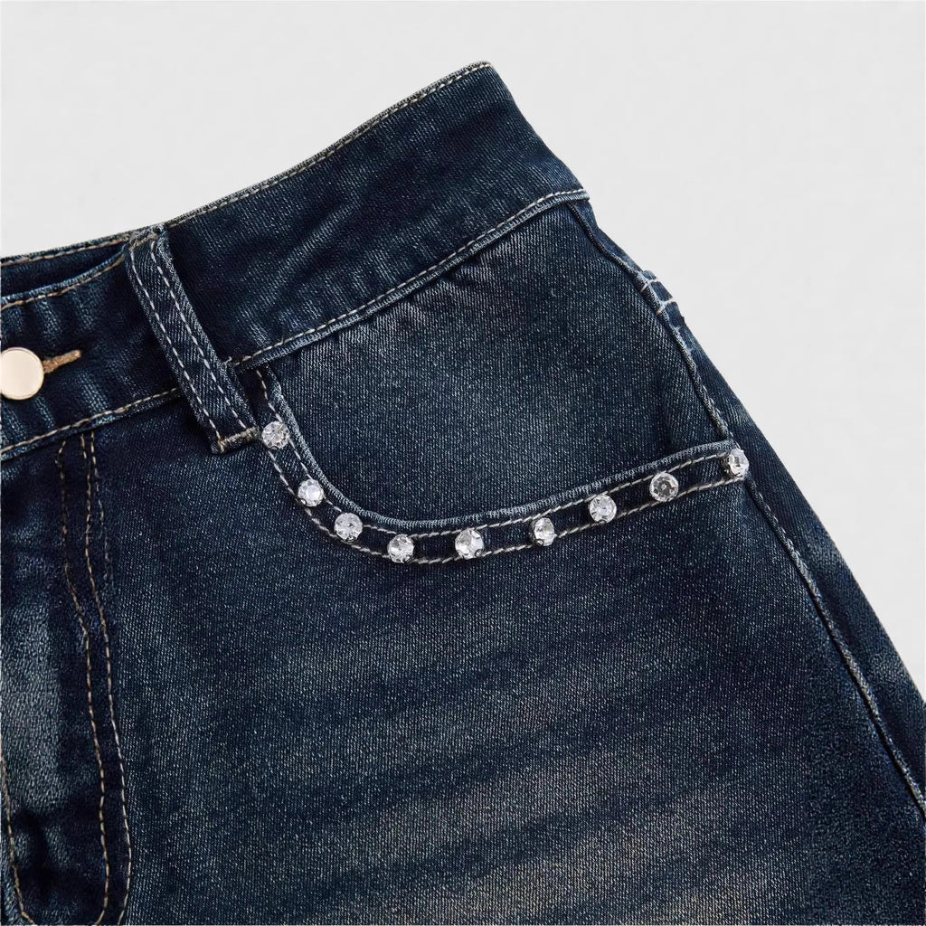High Waist Distressed Denim Shorts Female Jeans Womens Jeans Shorts Vintage Y2K Punk Style Embroidered Hot Pants