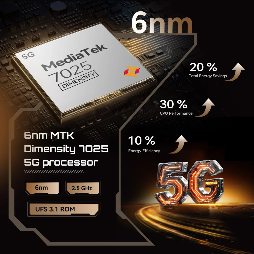 Smartphone 5G Cubot X100, Android 15, Dimensity 7025, 6nm, 2.5GHz,6.88-inch Screen,16GB(8+8),256GB, 64MP Camera, 5100mAh Battery