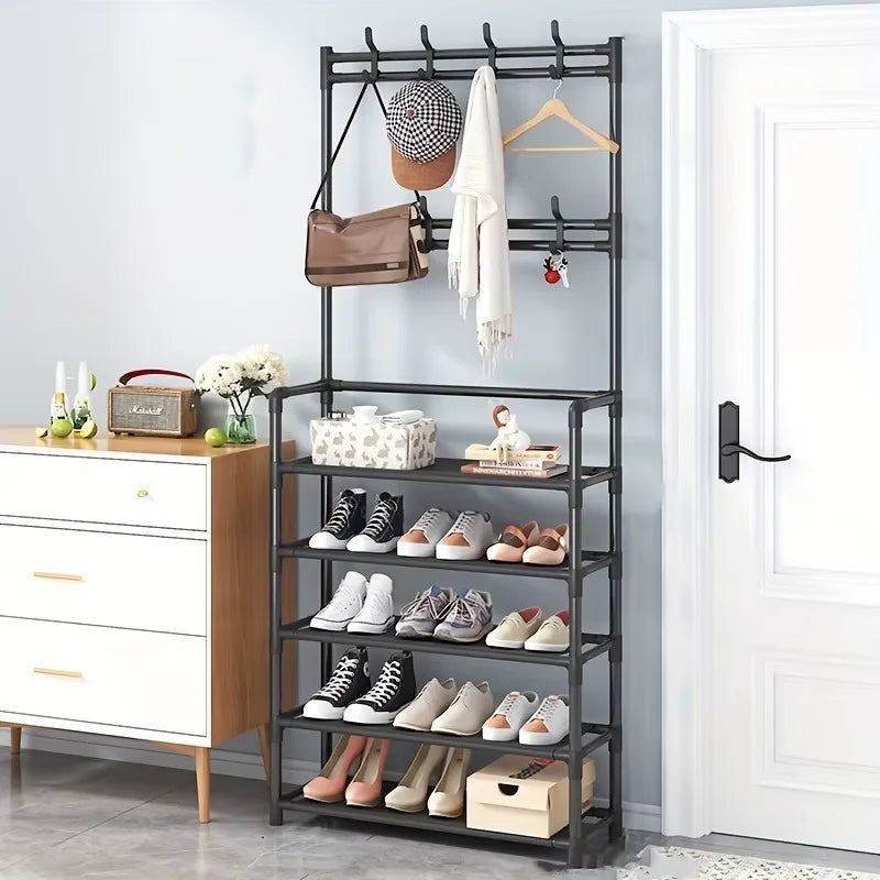 Five Layer Shoe Rack Simple Shoe Rack Integrated Storage Rack Household Shoe Rack Multifunctional Clothes Rack Coat Rack