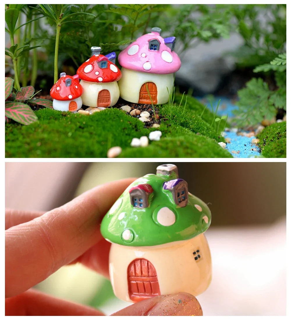 4 Sizes Fairy Garden Accessories Miniature Mushroom Ornament Statue Figurines Plant Pot Dollhouse Home Garden Decor Craft