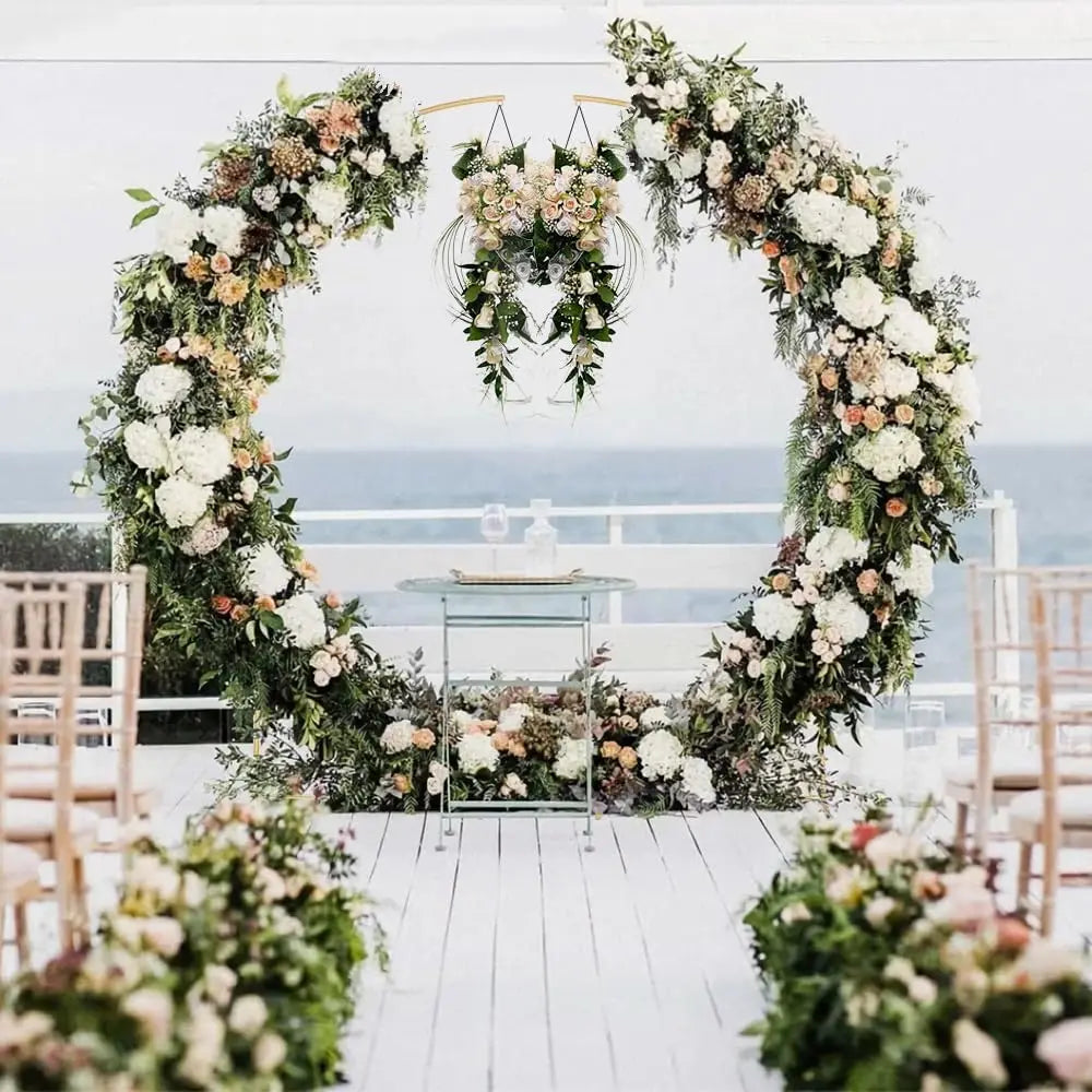 2-Piece Gold Metal Arch Backdrop Stand Set