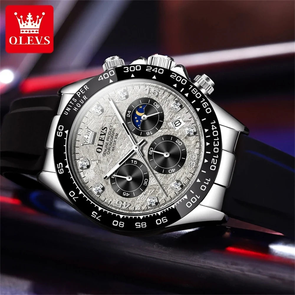 OLEVS 2875 Men’s Quartz Chronograph Watch with Moon Phase