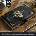 New 200 Sheets A5 Notebook Retro Password Book With Lock Thickened Creative Diary Book Students Notepad Stationery