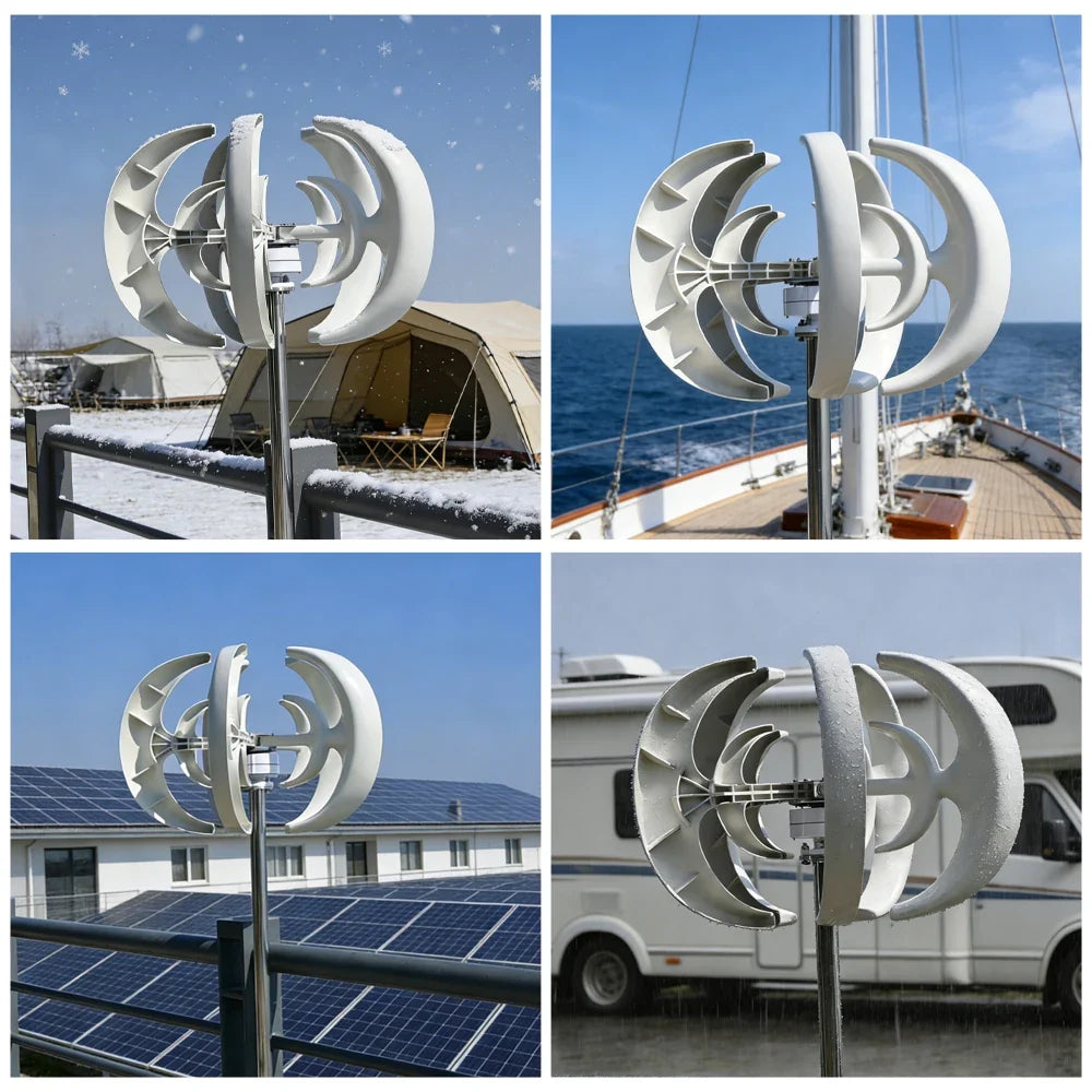 US Delivery 5000W Vertical Turbine 12V/24V Low-Noise Household 220V With Free Charging Controller